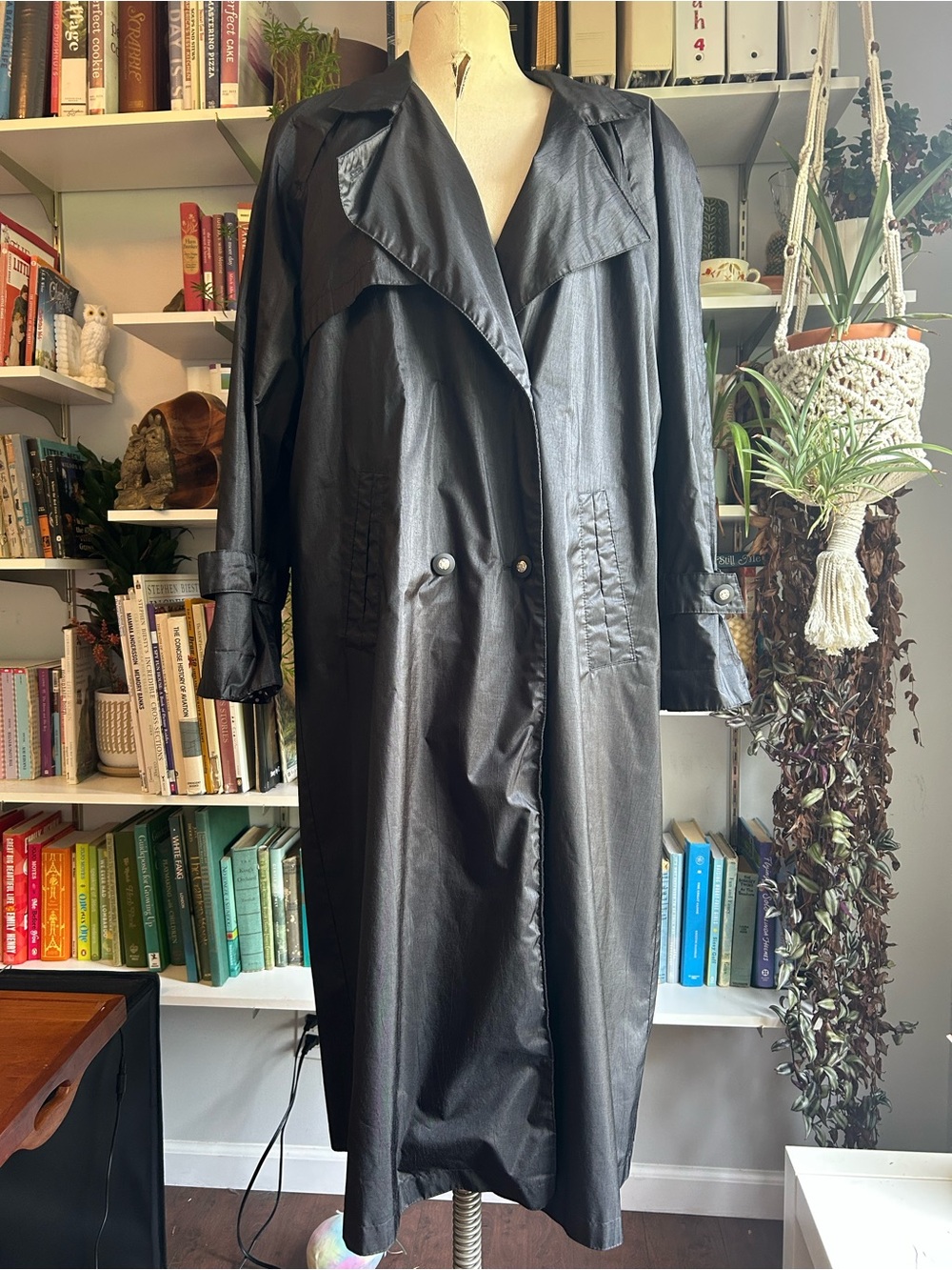 Vintage Totes Classic Black Long Trench Coat